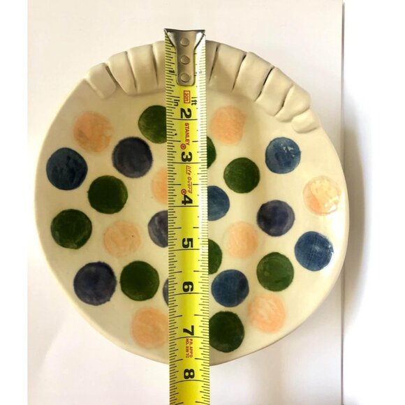 Studio Art Pottery Multi-color Polka Dot Trinket Dish Signed Jana Lenon - Picture 5 of 5